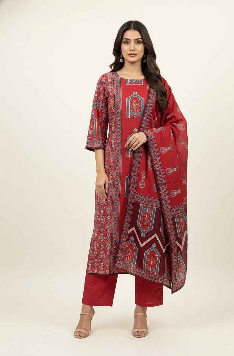 Pure Cotton Digital Print Dupatta Set  CS0187