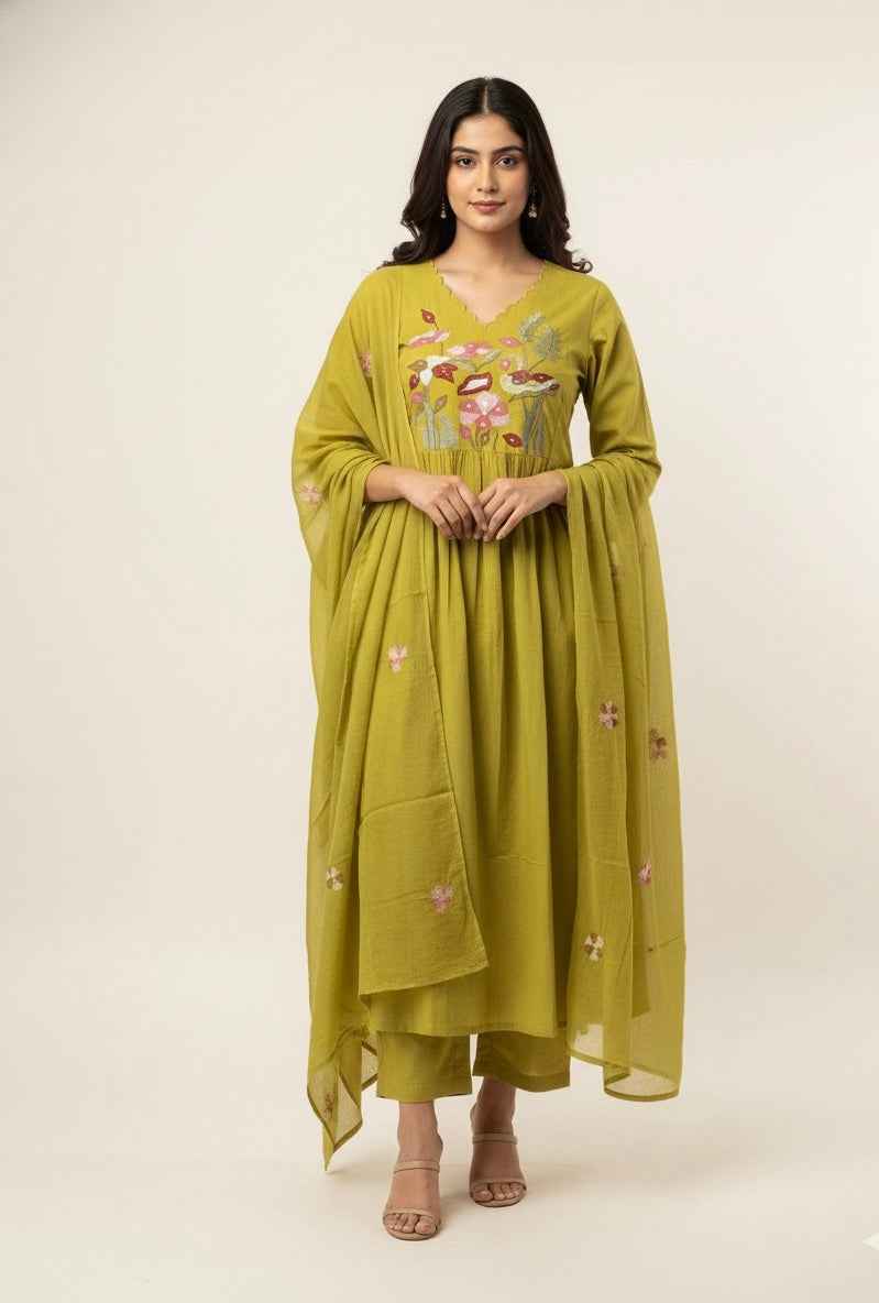 Pure Mul Cotton A Line Dupatta Set MCO18