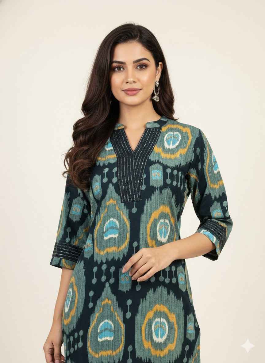 Pure Cotton Floral Print  Two Piece Pant Set PS071