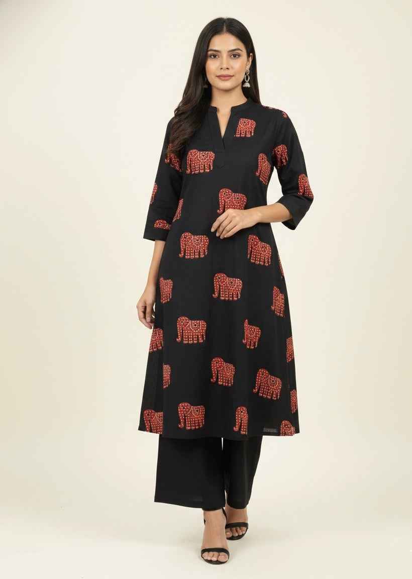 Pure Cotton A Line Two Piece Pant Set PS069