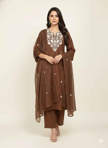 Pure Cotton Three Piece Dupatta Set with embroidery CS0194