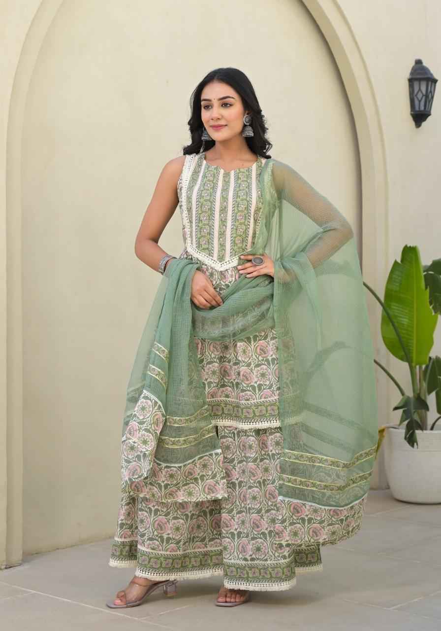 Short length frock style sleeveless Cotton suit - SLCS001