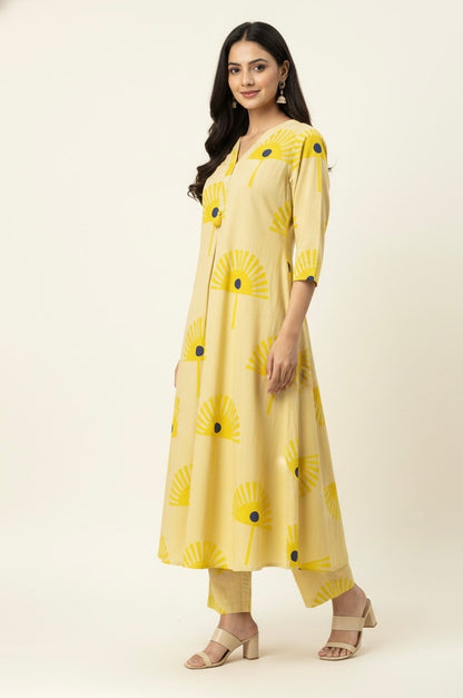 Princess Cut Two Piece Printed Cotton Pant Set PS022