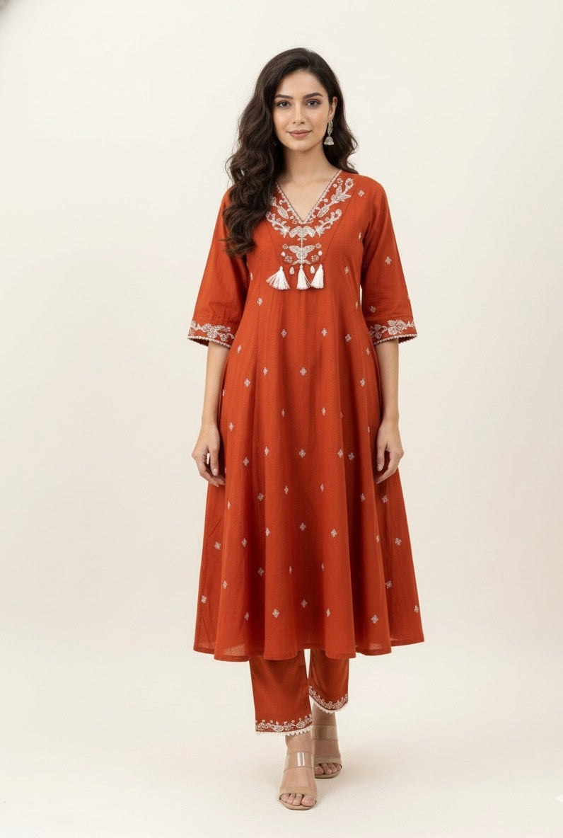 Premium Mul Chanderi Dupatta Set with Embroidery MLC023