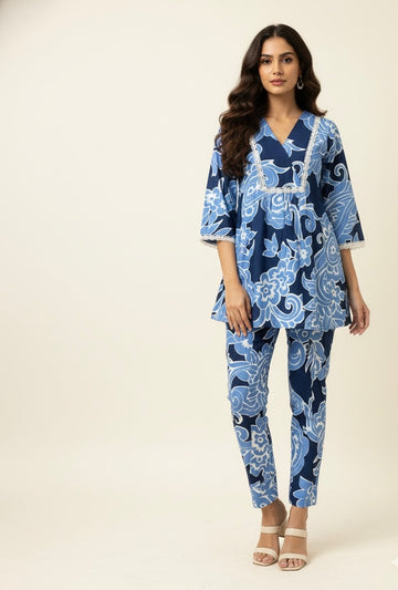 Floral Print Pure Cotton Two Piece Co Ord Set  FL0128