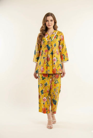 Floral Print Pure Cotton Two Piece Co Ord Set   FL0133