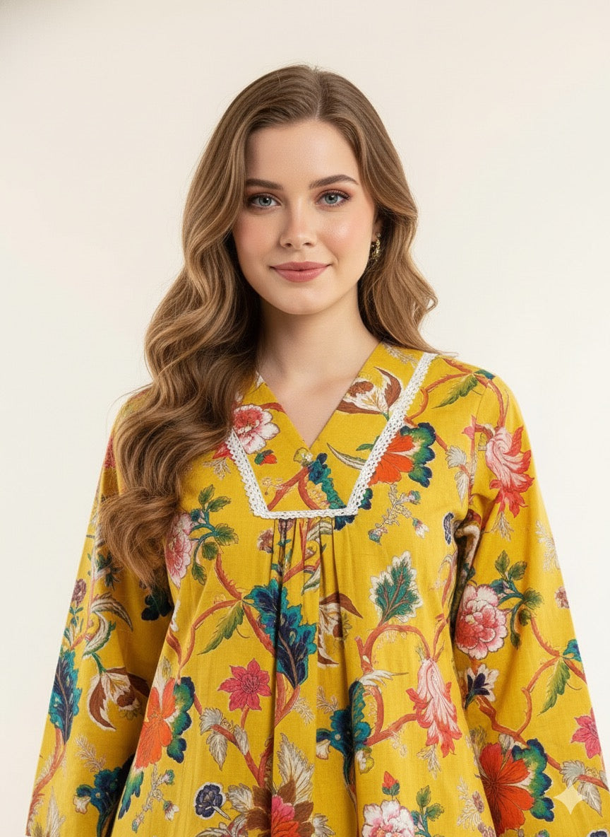 Floral Print Pure Cotton Two Piece Co Ord Set   FL0133