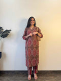 Pure Cotton Ajrakh  Print Dupatta Set