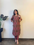 Pure Cotton Ajrakh  Print Dupatta Set