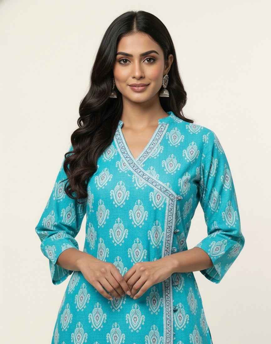 Three Piece Pure Cotton Angrakha Style Dupatta Set ANG001