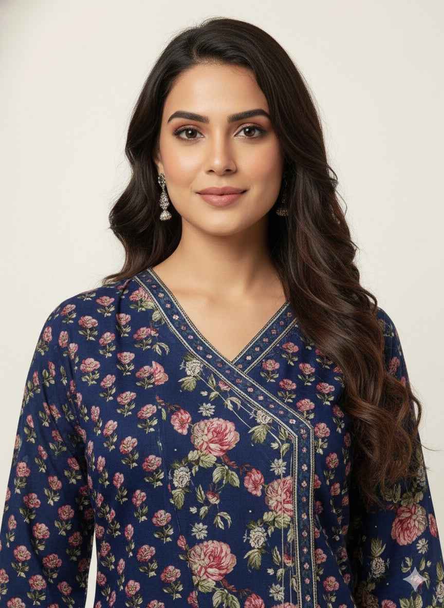 Three Piece Pure Cotton Angrakha Style Dupatta Set ANG002