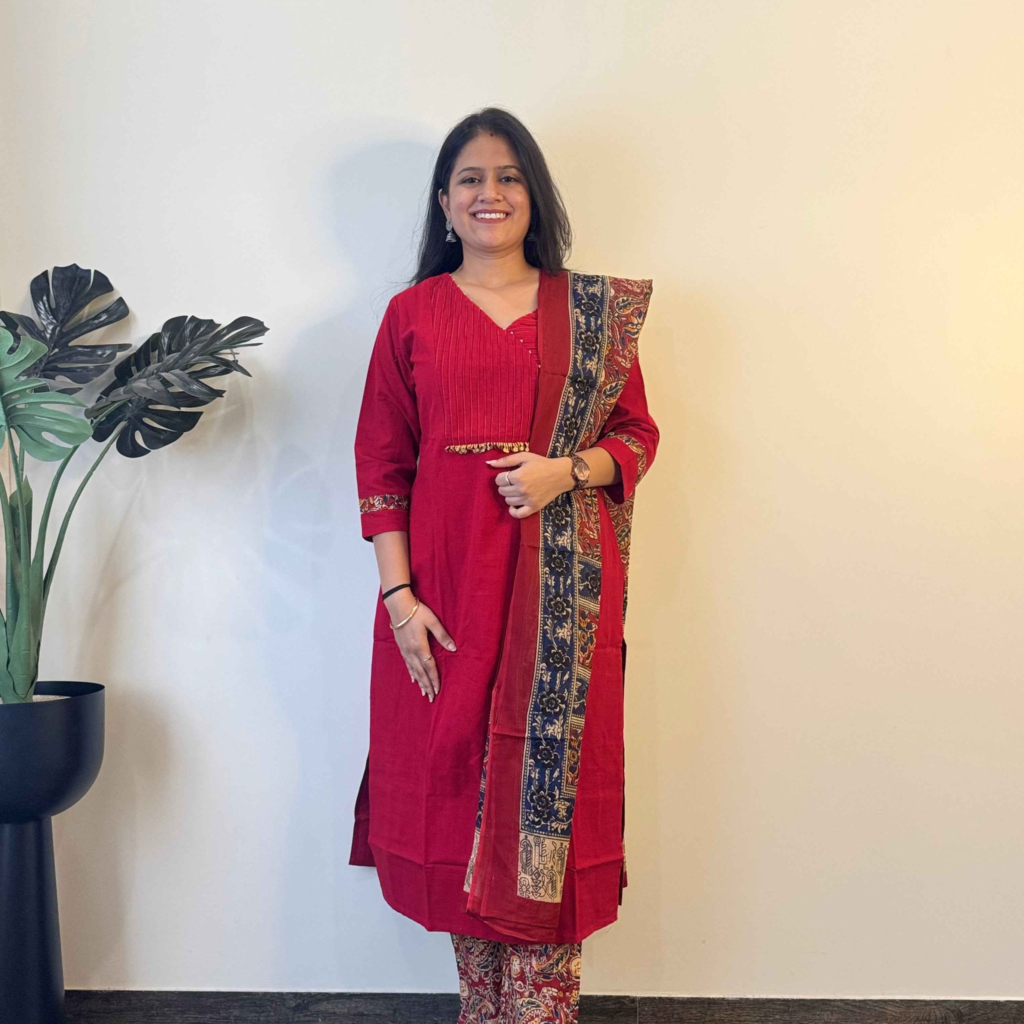 Cotton Flex Solid Base Dupatta Set