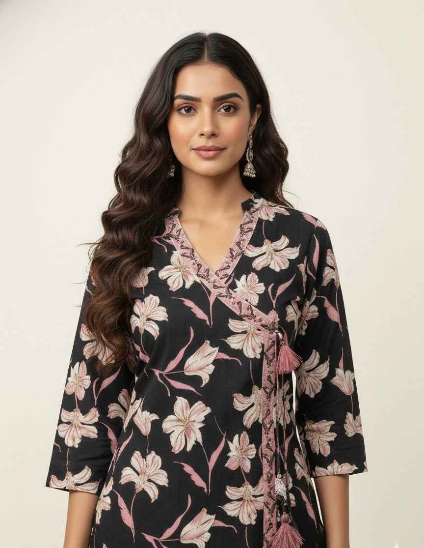 Three Piece Pure Cotton Angrakha Style Dupatta Set ANG003