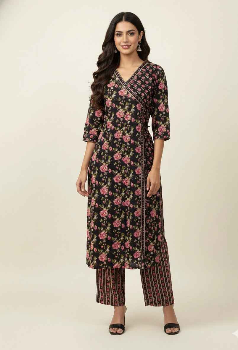 Three Piece Pure Cotton Angrakha Style Dupatta Set ANG005