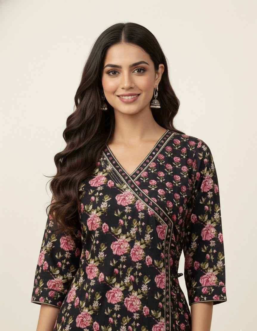 Three Piece Pure Cotton Angrakha Style Dupatta Set ANG005