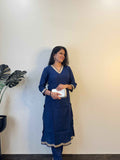 Deep Blue Pure Muslin Dupatta Set