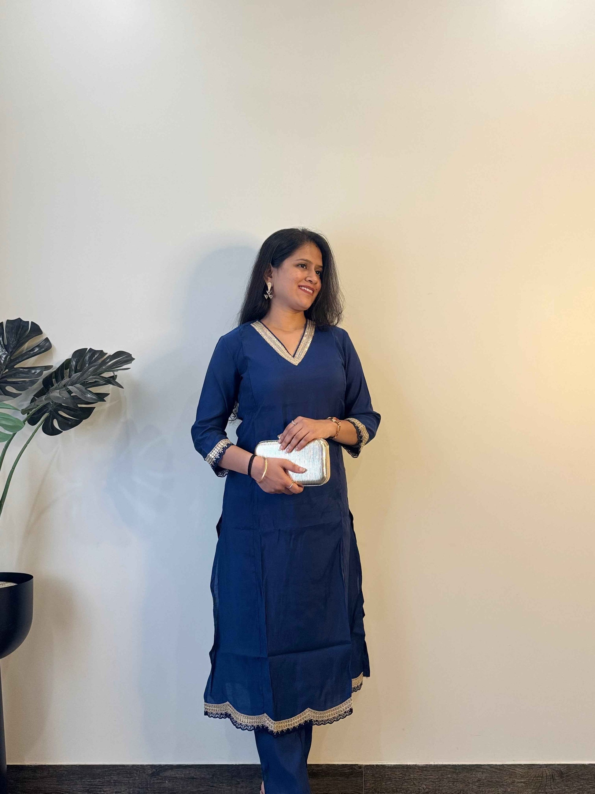 Deep Blue Pure Muslin Dupatta Set