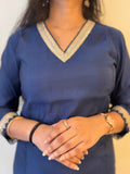 Deep Blue Pure Muslin Dupatta Set