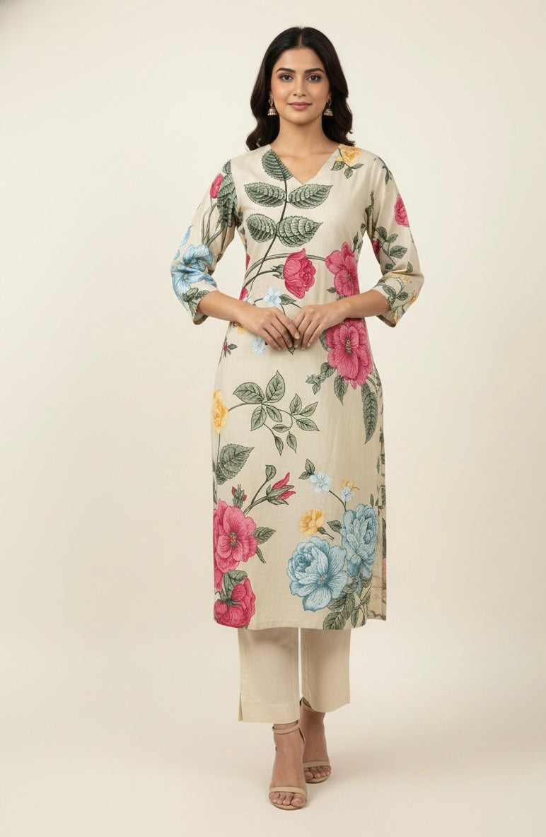 Mint Green Pure Cotton Digital Print Dupatta Set   FL038