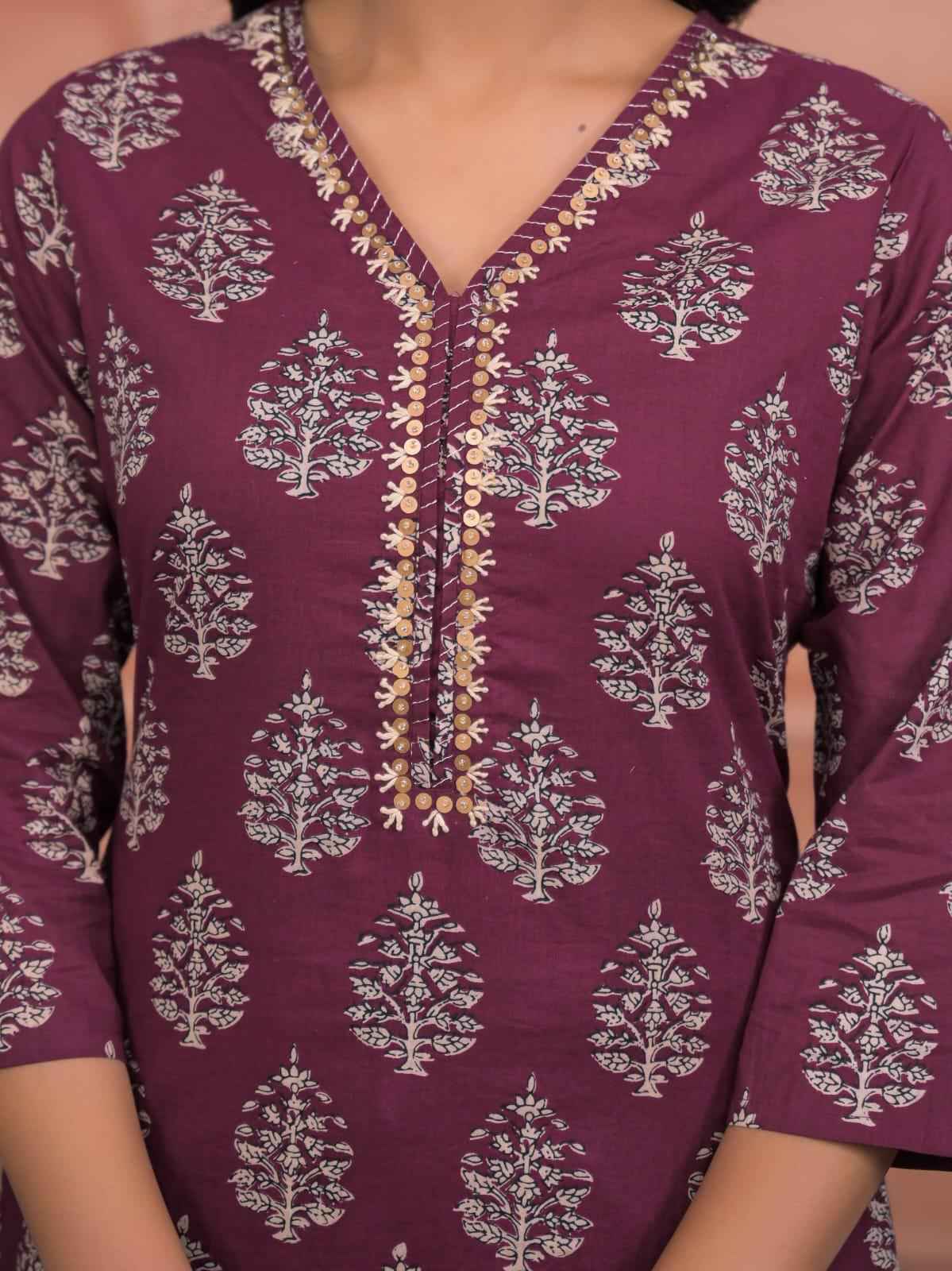 Hand Block Butta Print Cotton Dupatta Set
