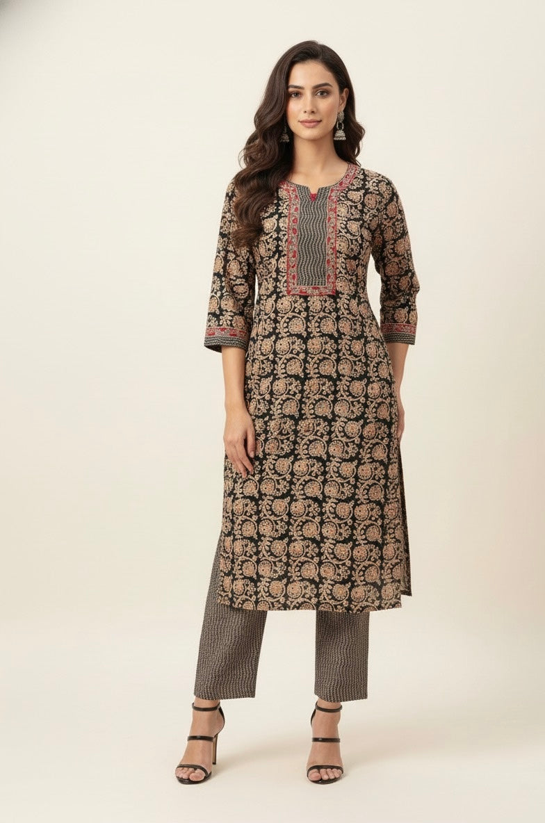 Pure Cotton Floral Print Three Piece Dupatta Set CS0205