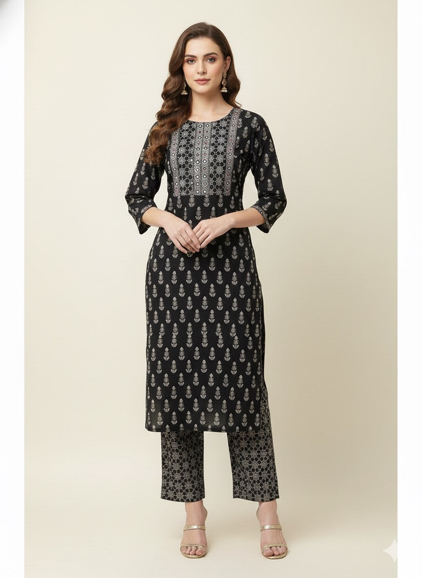 Pure Cotton Floral Print Three Piece Dupatta Set CS0203