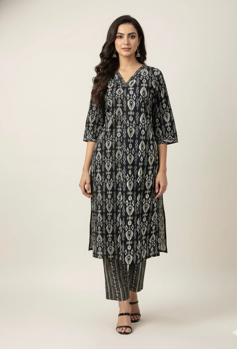 Pure Cotton Floral Print Three Piece Dupatta Set CS0198