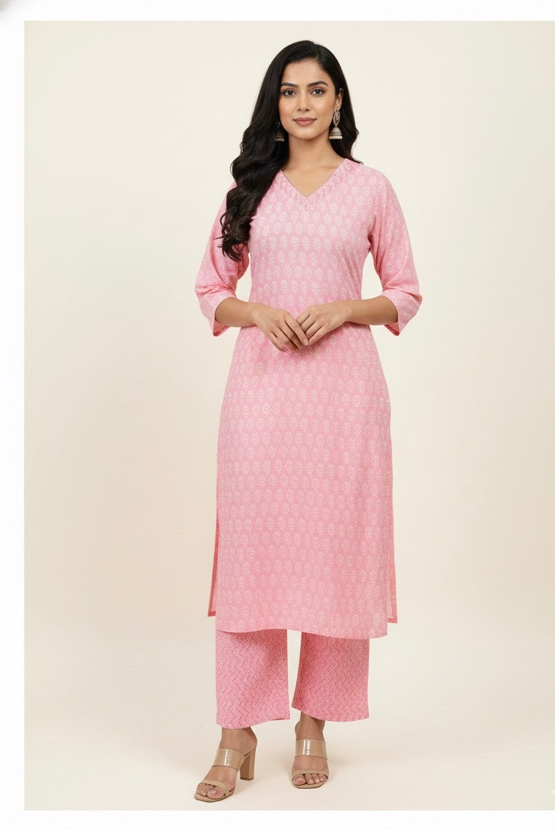 Pure Cotton Floral Print Three Piece Dupatta Set CS0196