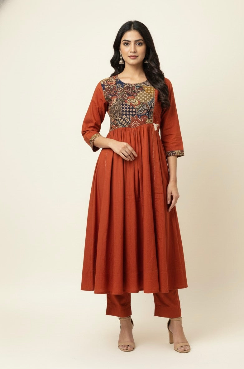 Premium Cotton Solid Pattern With Printed Dupatta Set  CS0119