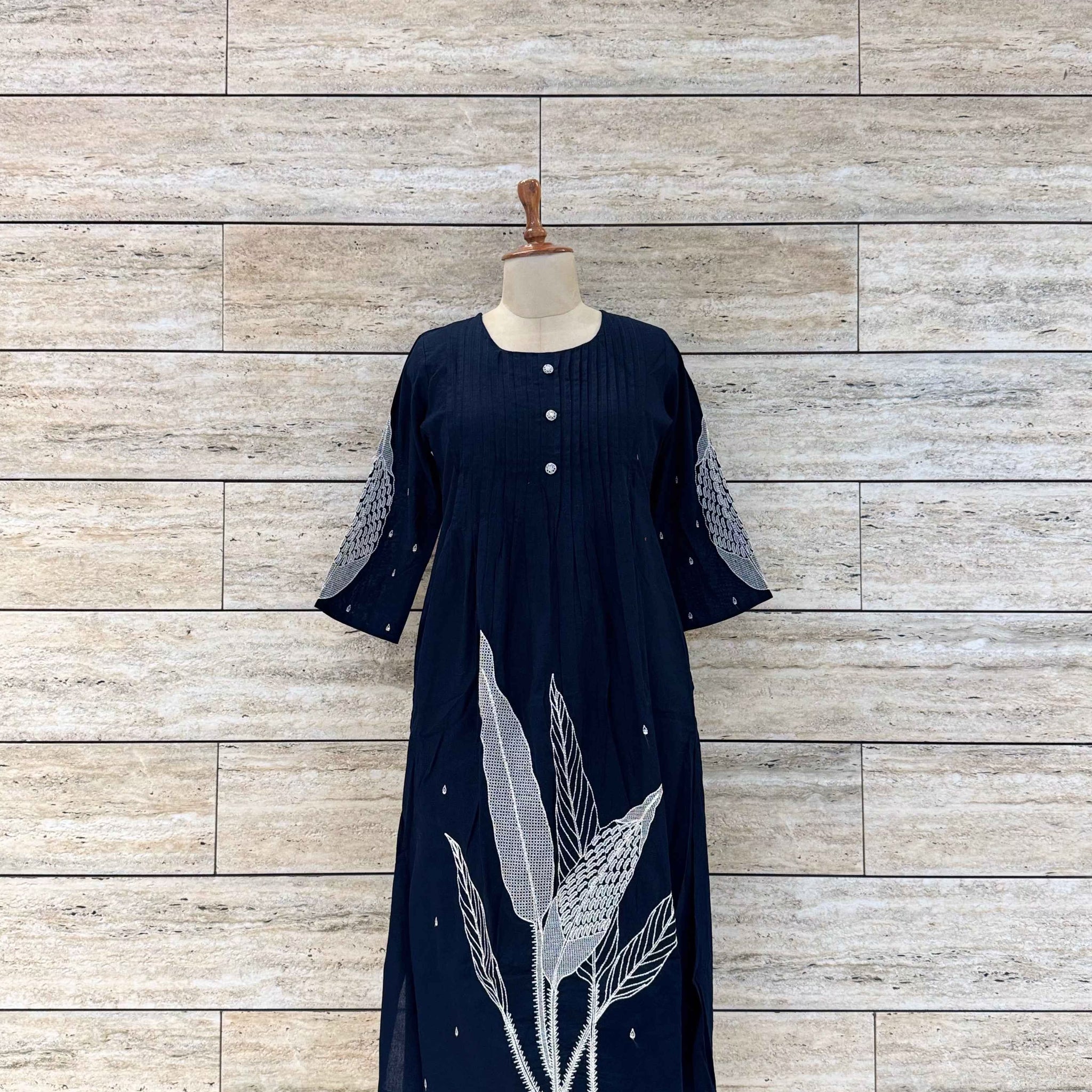 Cotton Flex Two Piece Pant Set With Embroidery