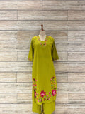 Pure Cotton Two Piece Pant Set With Embroidery
