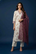 Pure Cotton Floral Print Three Piece Dupatta Set CS0204