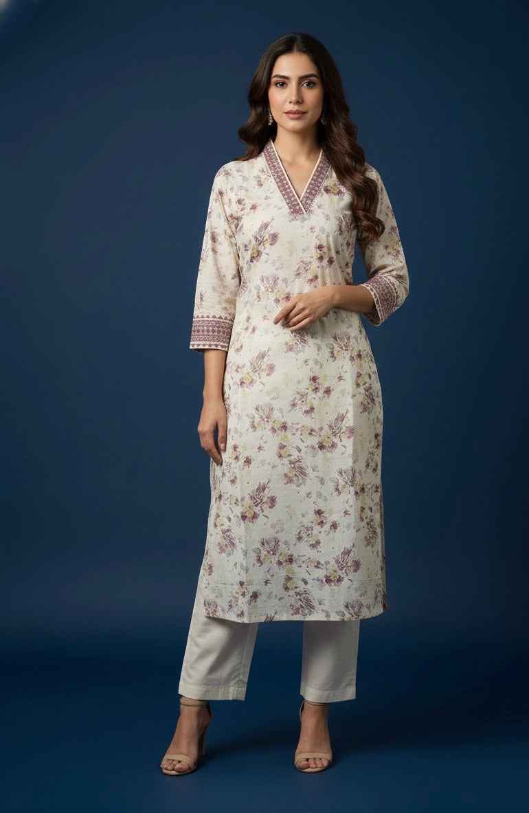 Pure Cotton Floral Print Three Piece Dupatta Set CS0204