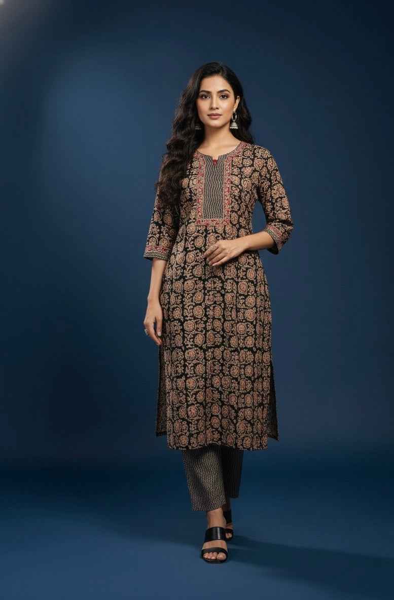 Pure Cotton Floral Print Three Piece Dupatta Set CS0205