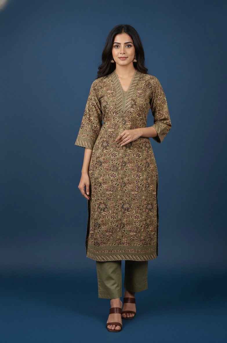 Pure Cotton Floral Print Three Piece Dupatta Set CS0199