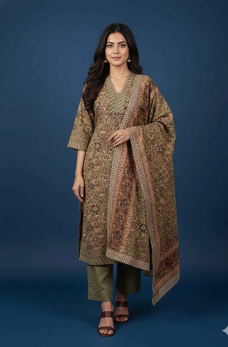 Pure Cotton Floral Print Three Piece Dupatta Set CS0199