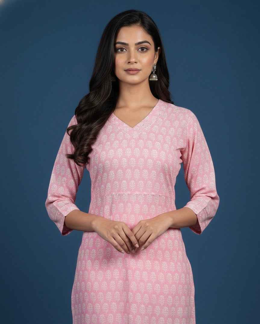 Pure Cotton Floral Print Three Piece Dupatta Set CS0196