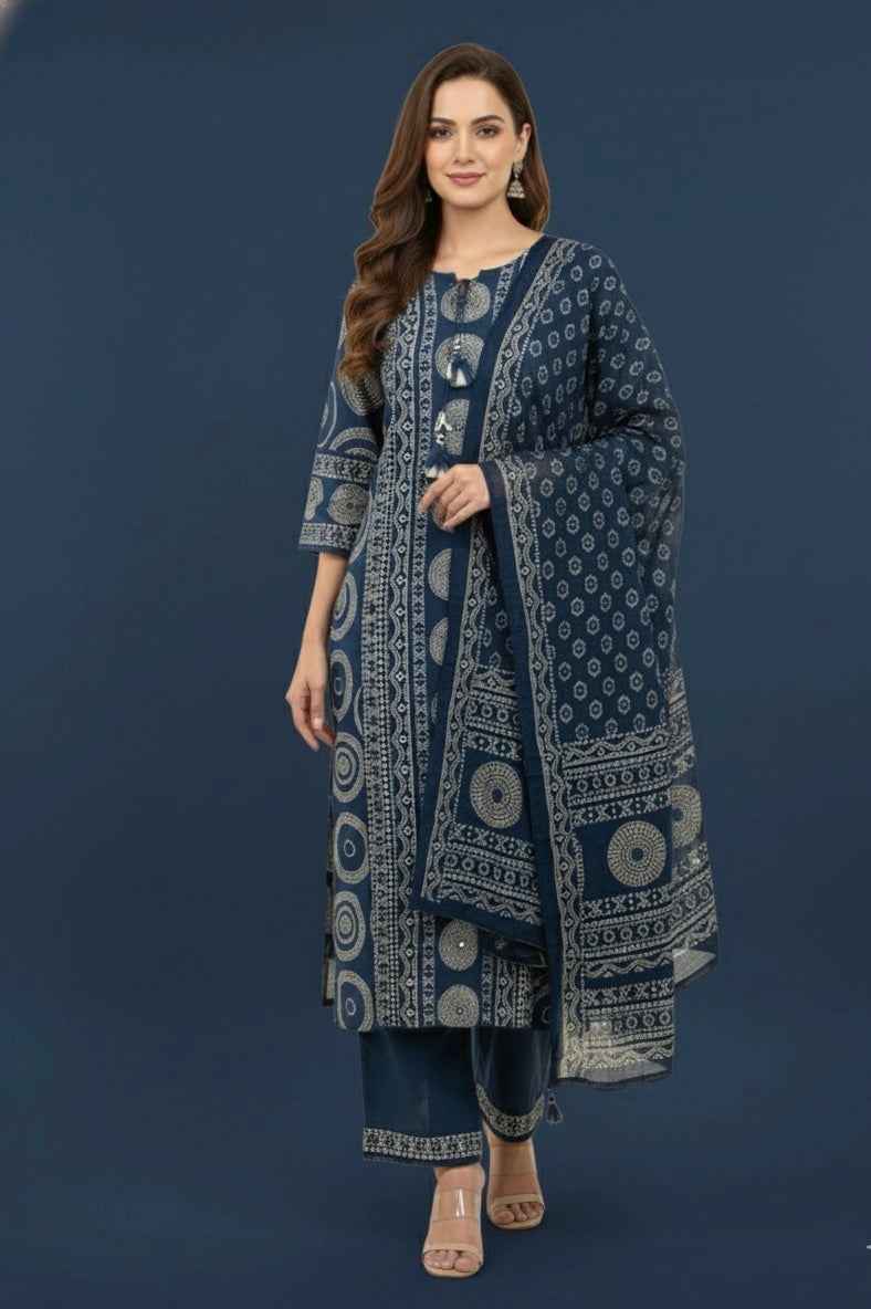 Pure Cotton  Three Piece Dupatta Set CS0223