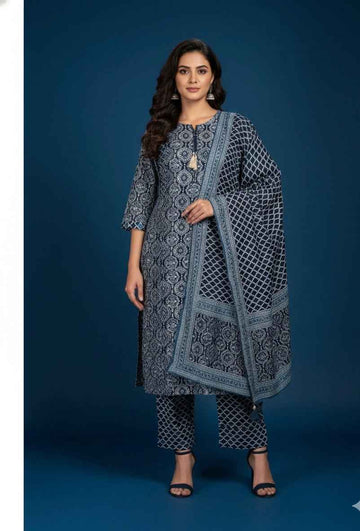 Pure Cotton  Three Piece Dupatta Set CS0217