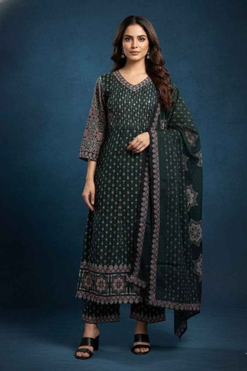 Pure Cotton Three Piece Dupatta Set CS0216