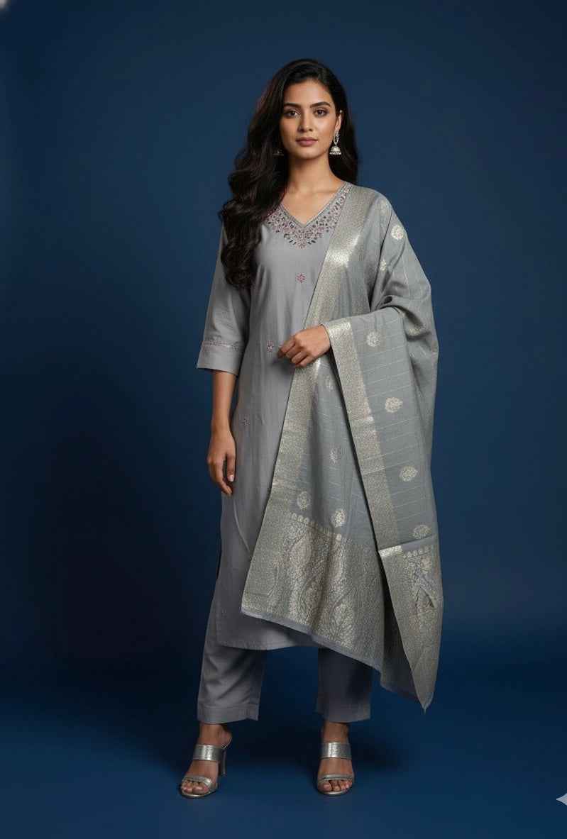 Pure muslin  Three Piece Dupatta Set CS0213