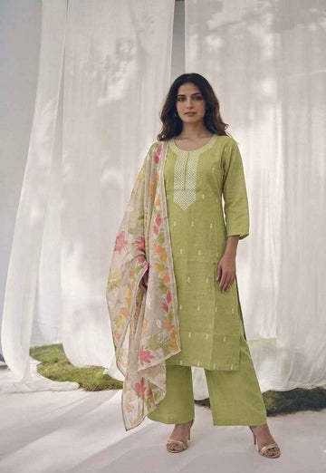 Premium Chanderi Silk Three Piece Dupatta Set