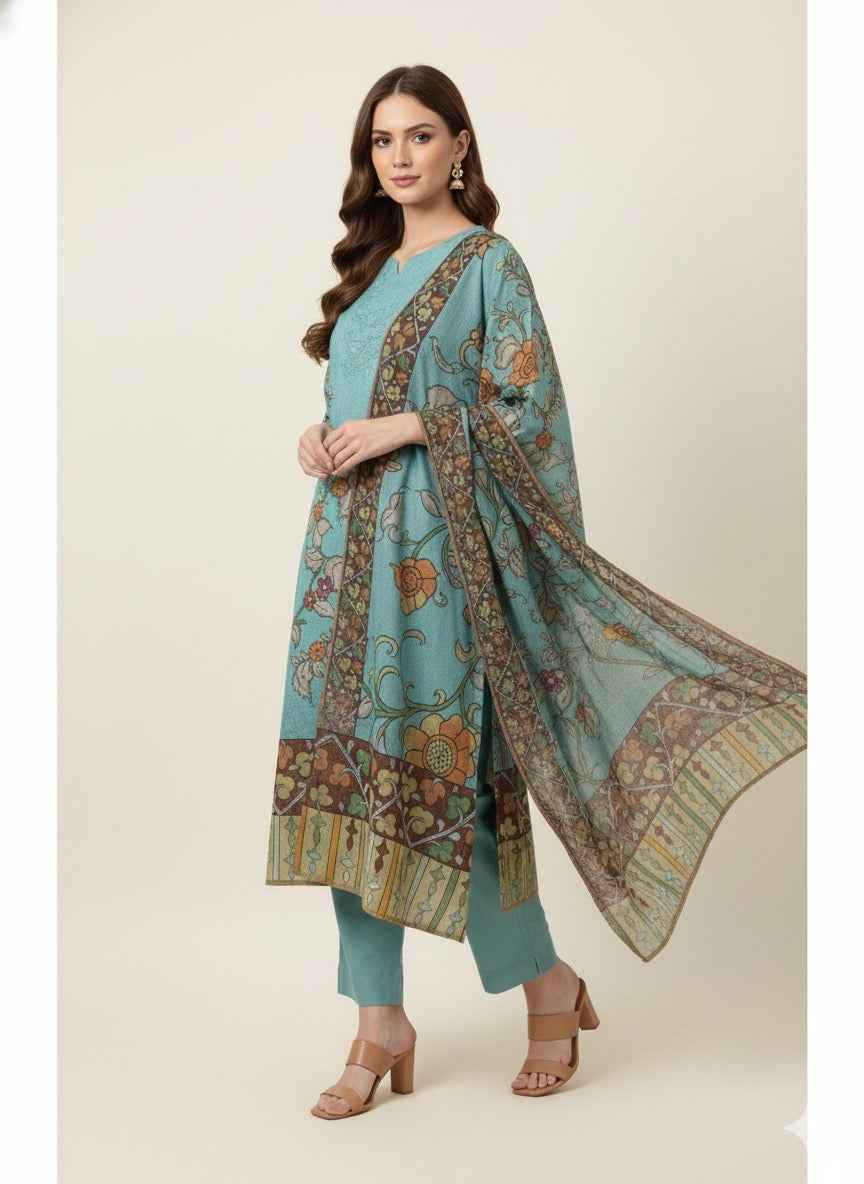 Pure Cotton Three Piece Digital Print Dupatta Set CS0232