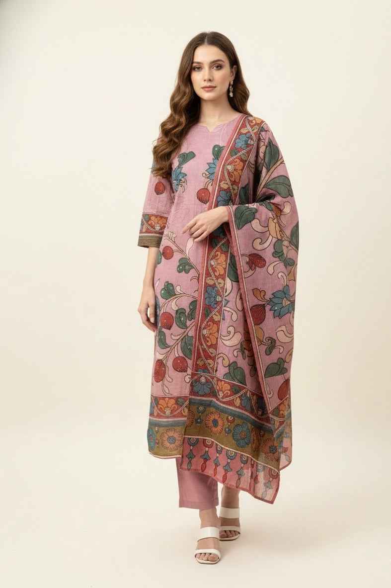 Pure Cotton Three Piece Digital Print Dupatta Set CS0230