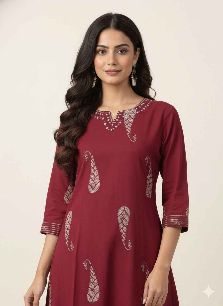 Pure Cotton A Line Three Piece Dupatta Set  CS0233