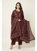 Pure Cotton A Line Three Piece Dupatta Set  CS0233