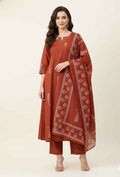 Pure Cotton A Line Three Piece Dupatta Set  CS0233