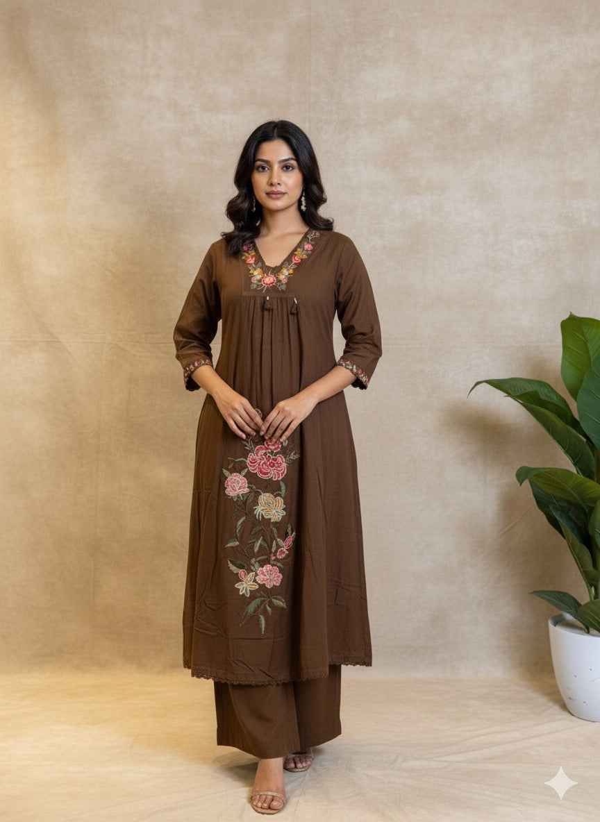 Pure Mul Cotton With Inner Dupatta Set With Embroidery Work