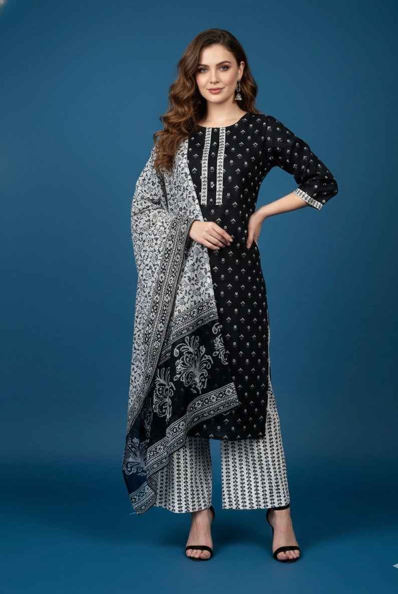 Pure Cotton Three Piece Dupatta Set CS0245