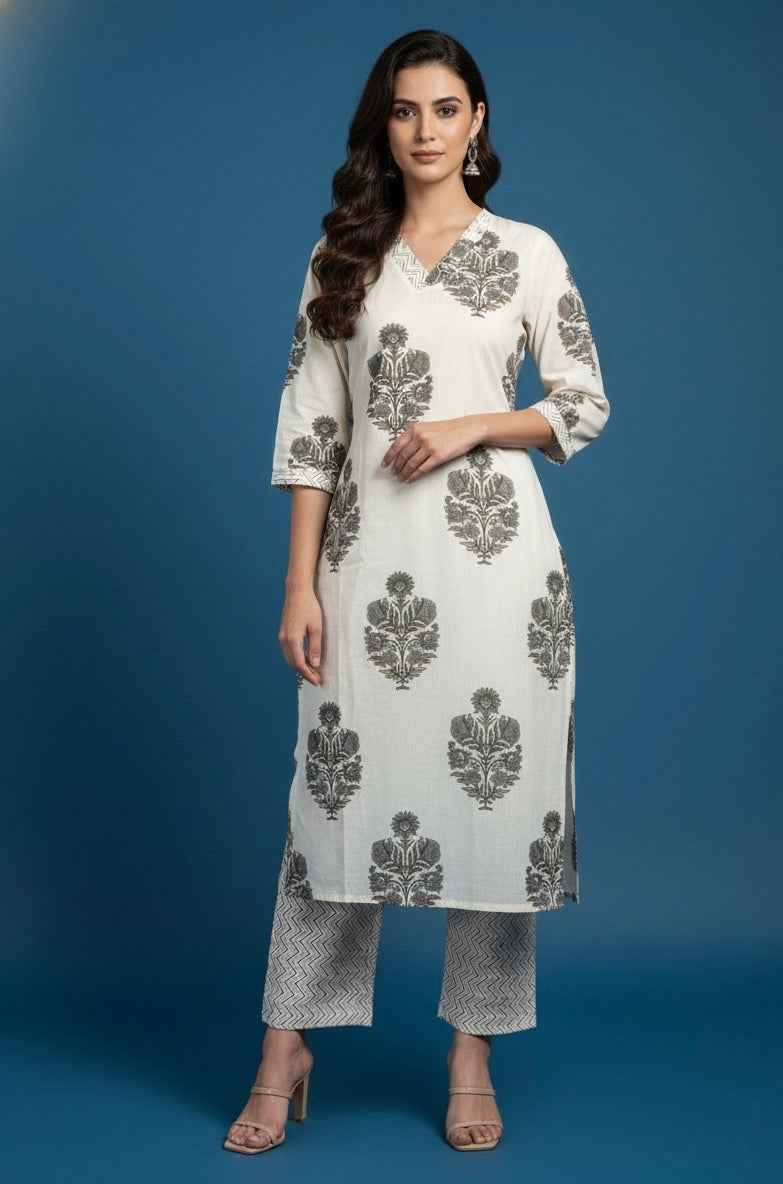 Pure Cotton Three Piece Dupatta Set CS0242